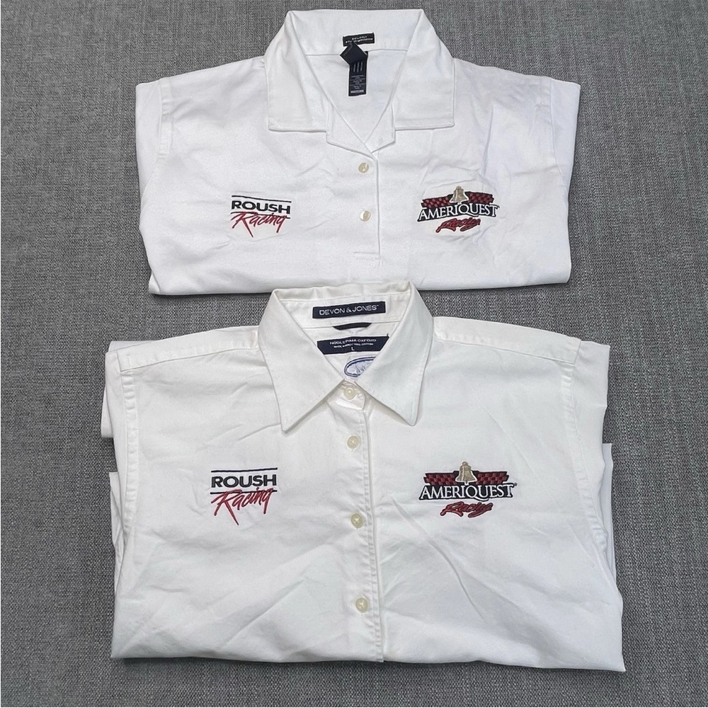 Ford Roush Racing Ameriquest Women’s Dress shirt size Large lot of 2